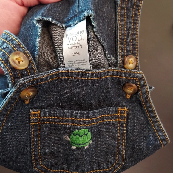 Just One You by Carter’s Boy’s Denim Overalls & Long Sleeve Set in Size 12M - Picture 7 of 7